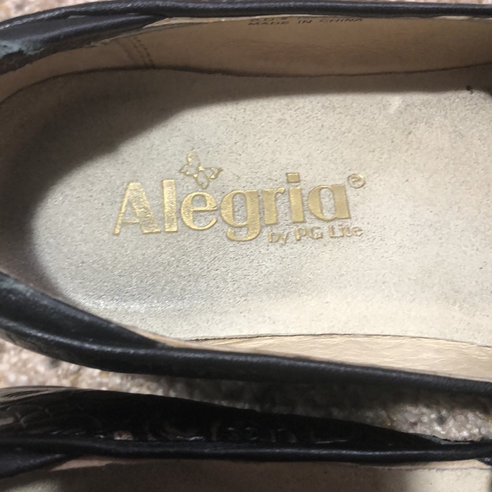 ALEGRIA | Women Emma Bronze Bouquet Floral Embossed Nubuck Leather Clogs size 38 - Picture 8 of 12